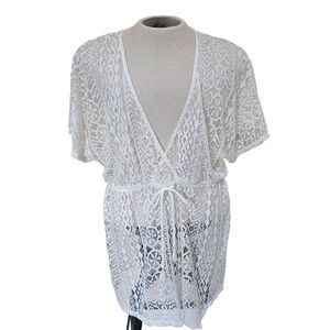 Apt 9 White Lace Swimsuit Coverup Womens Size XL Short Sleeve Beach Vacation